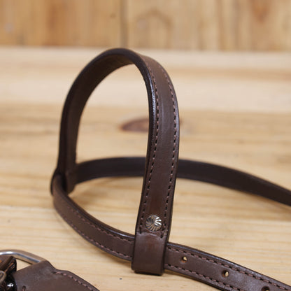 Western Leather Headstall and Breast Collar with Smart Plain Brown Argentina Cowhide, One Ear Design MOUSM