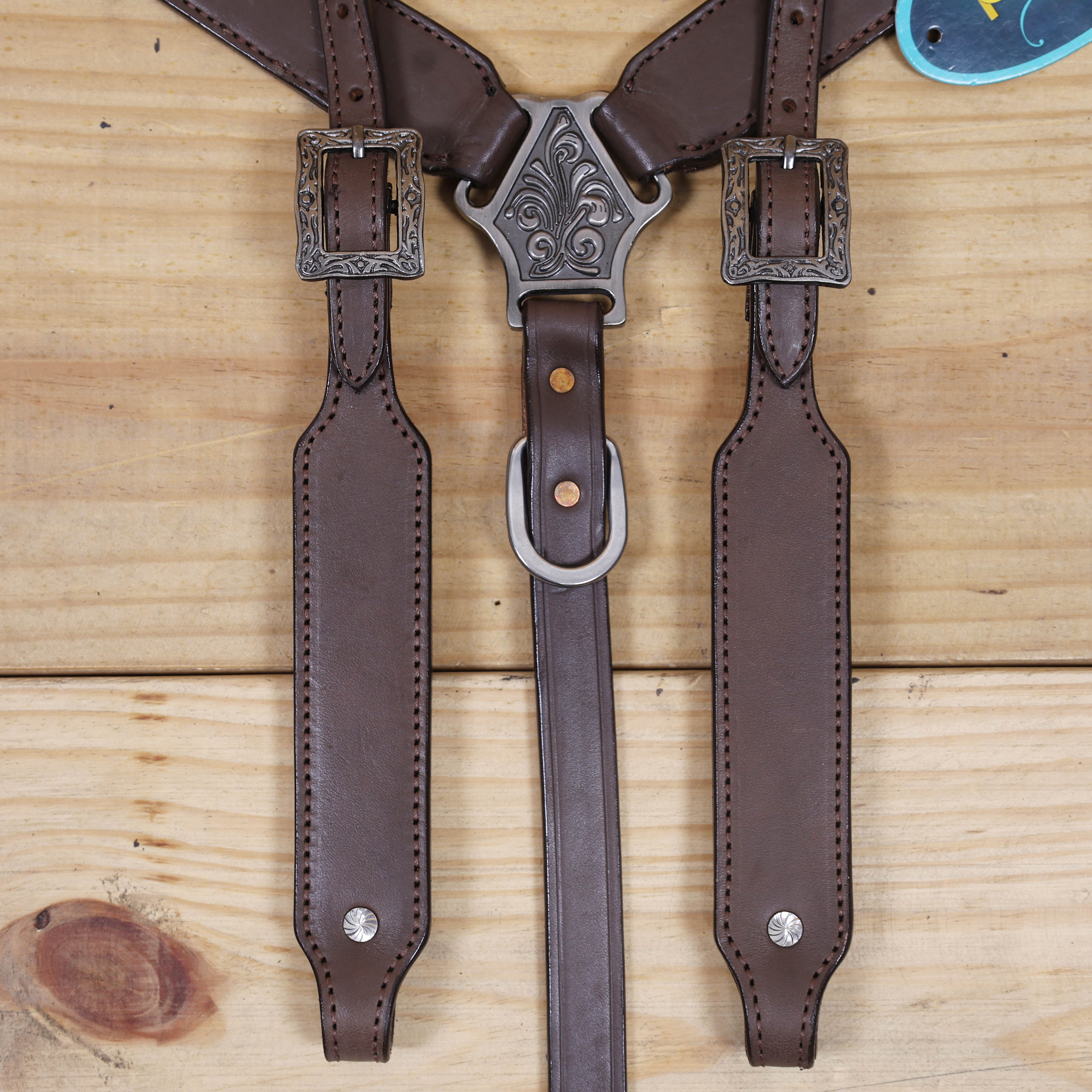 Western Leather Headstall and Breast Collar with Smart Plain Brown Argentina Cowhide, One Ear Design MOUSM