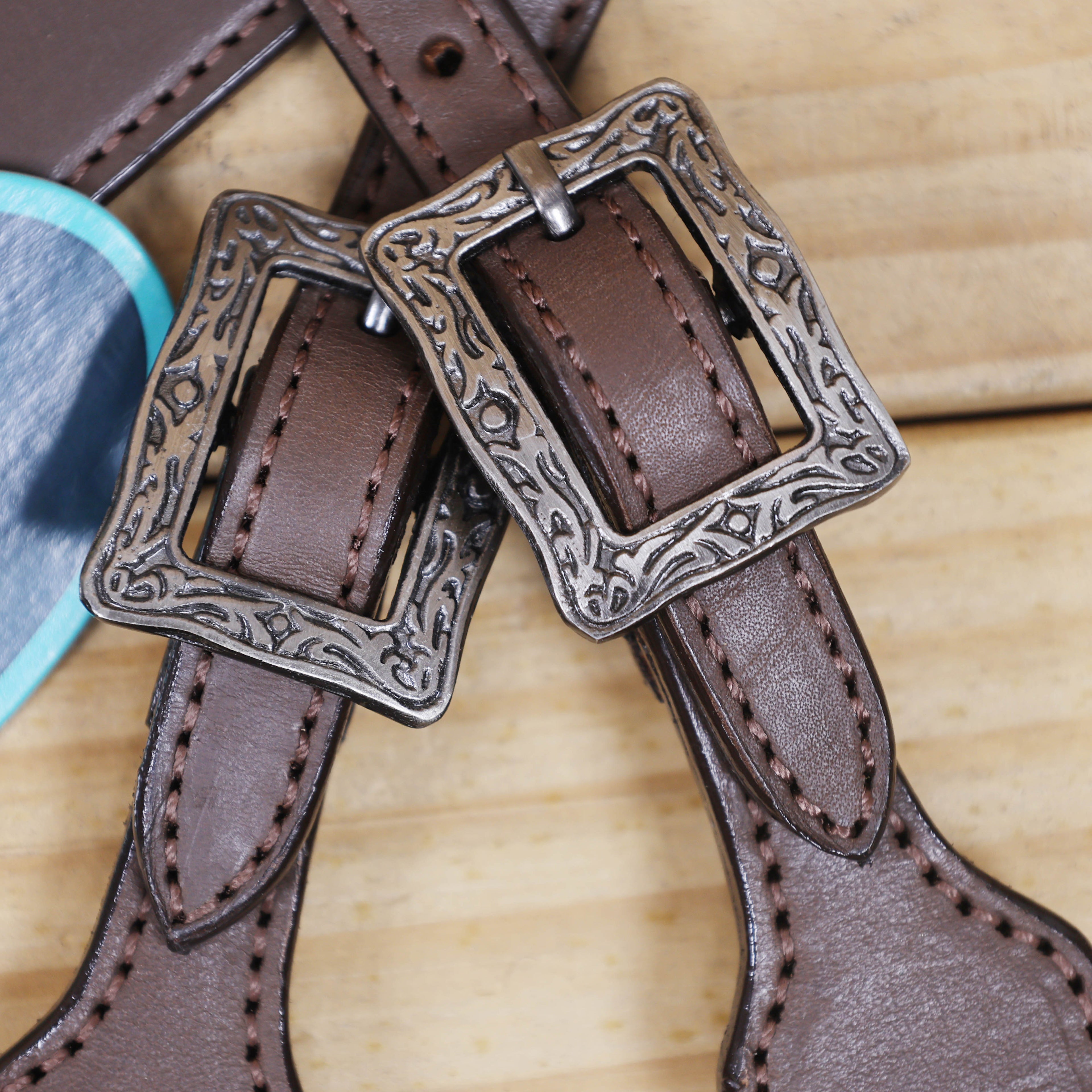 Western Leather Headstall and Breast Collar with Smart Plain Brown Argentina Cowhide, One Ear Design MOUSM