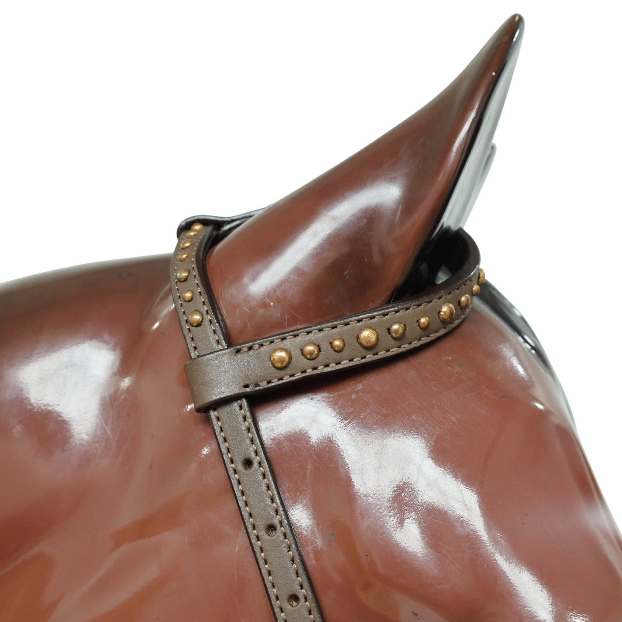 Western Headstall Breast Collar Set Decorated with Copper Studs, Leaf Carving, Turquoise Stone Berry Conchos with Golden Leather 3D Flower MOUSM