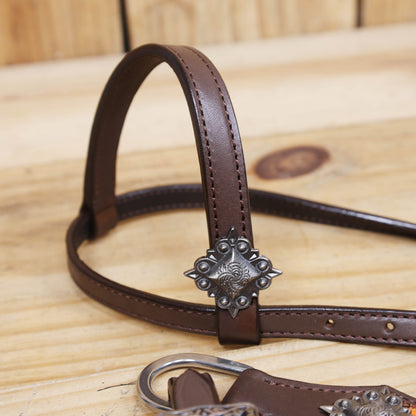 Western Leather Headstall and Breast Collar Set, Orange Steer Embossed Tack