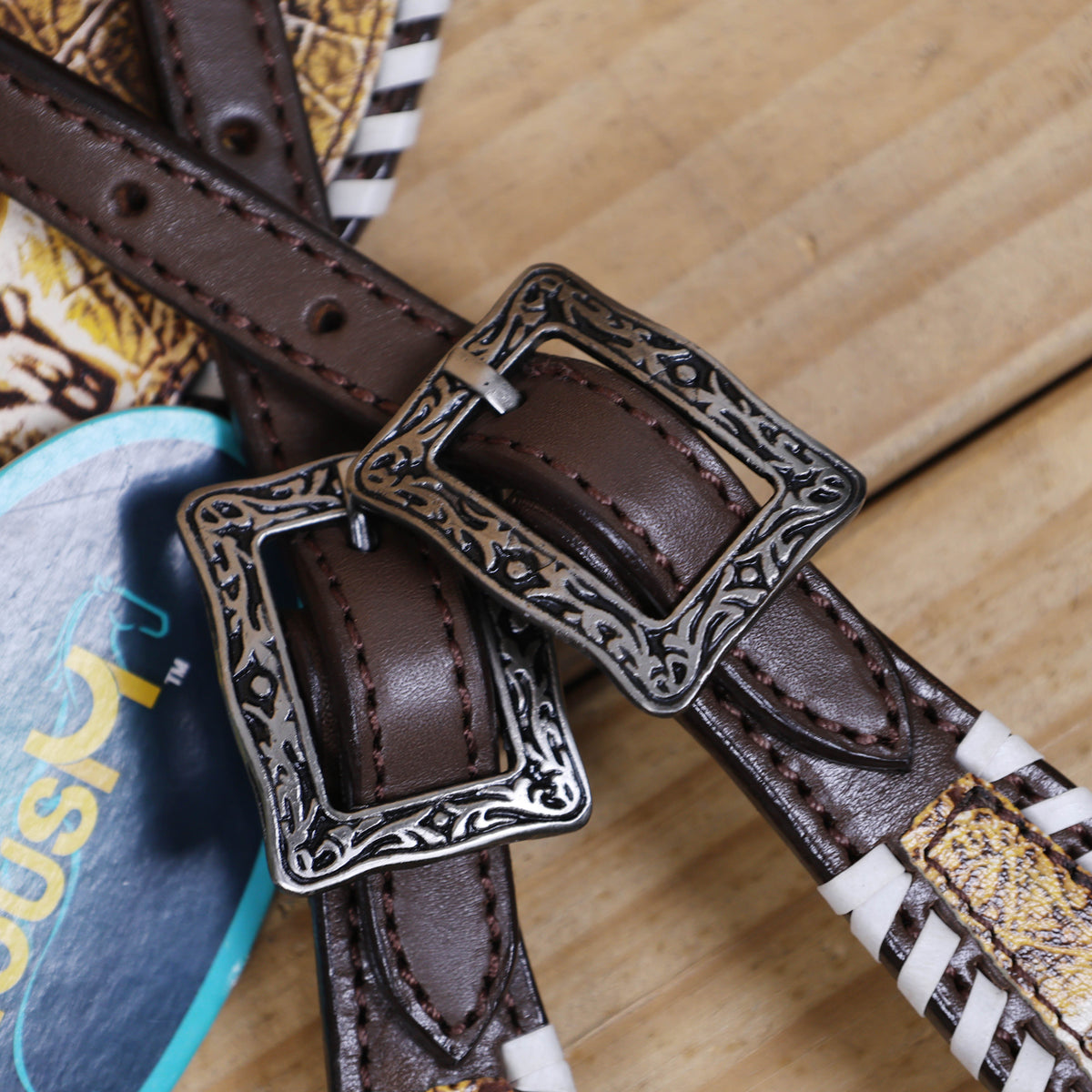 Western Leather Headstall and Breast Collar Tack Set, Steer Embossed with Rawhide Stitch