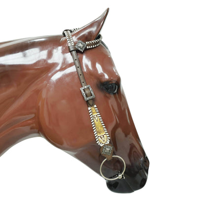 Western Leather Headstall and Breast Collar Tack Set, Steer Embossed with Rawhide Stitch