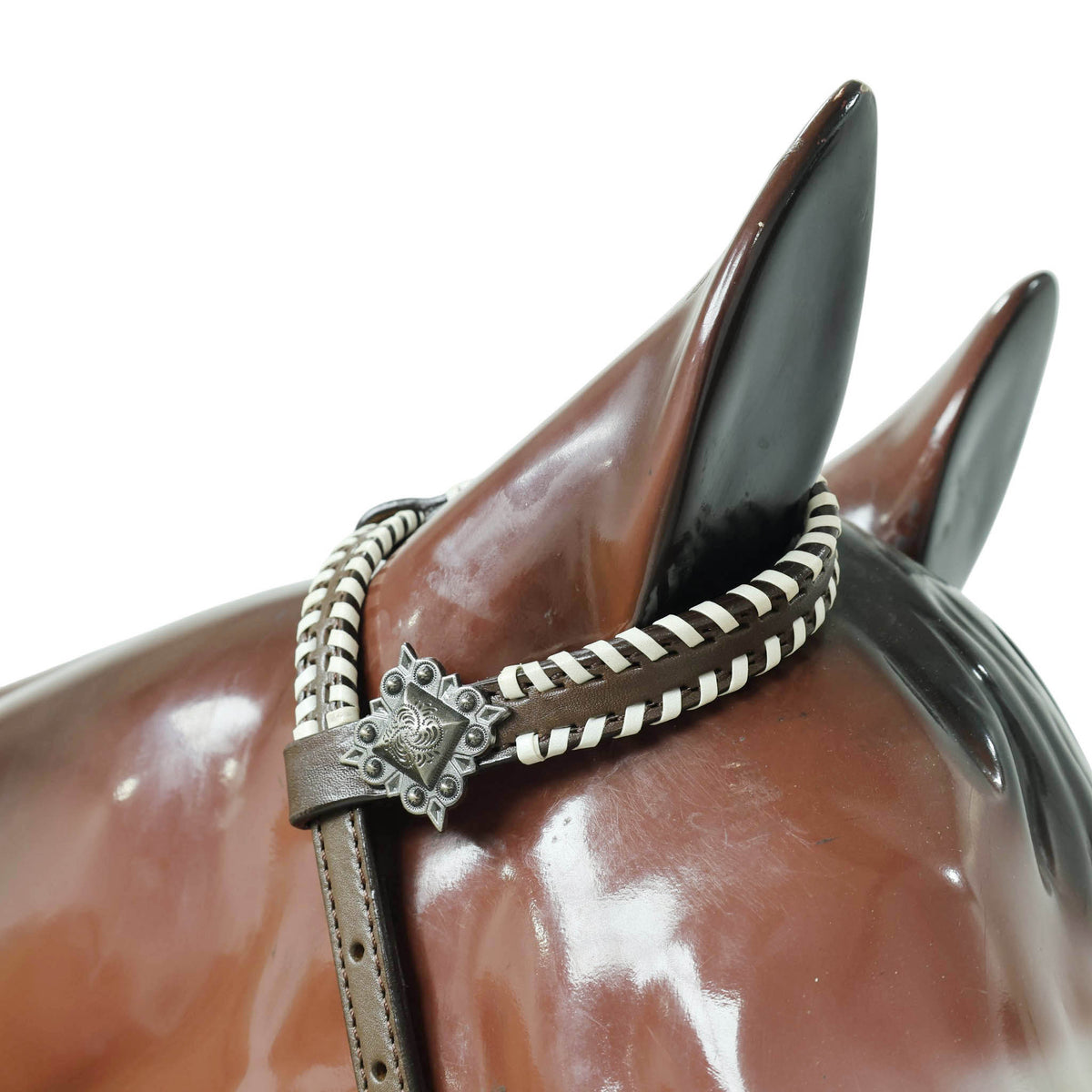 Western Leather Headstall and Breast Collar Tack Set, Steer Embossed with Rawhide Stitch