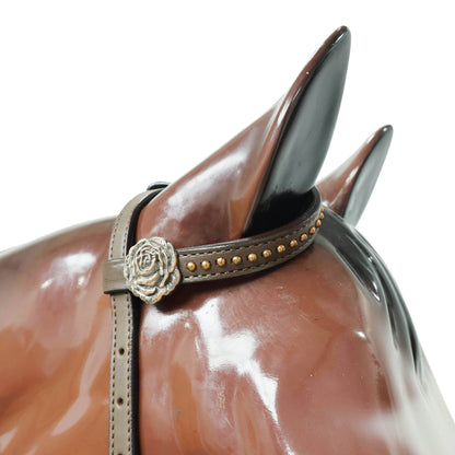 Western Headstall and Breast Collar Set, Turquoise Rose Embossed Tack with Silver Studs