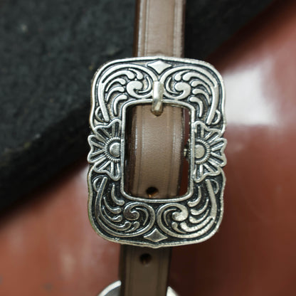 Western Leather Headstall &amp; Breast Collar Set – Antique Brown Feather Embossed Patches