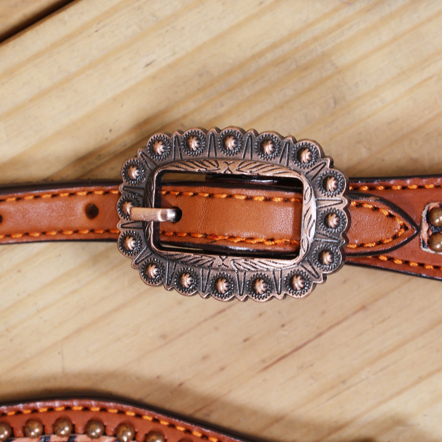 Western Leather Headstall &amp; Breast Collar Tack Set – Brown Leaf &amp; Flower Embossed Leather