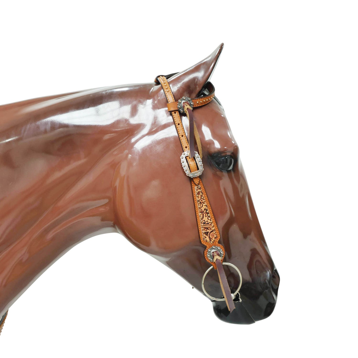 Western Leather Headstall &amp; Breast Collar Tack Set – Brown Leaf &amp; Flower Embossed Leather