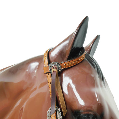 Western Leather Headstall &amp; Breast Collar Tack Set – Brown Leaf &amp; Flower Embossed Leather