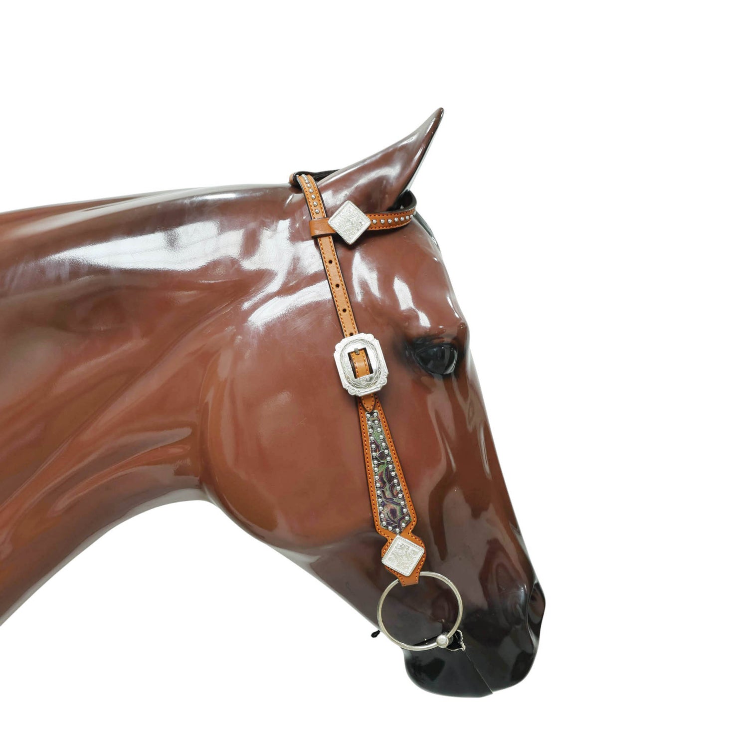 Western Leather Headstall &amp; Breast Collar Set – Rainbow Rose Embossed Leather