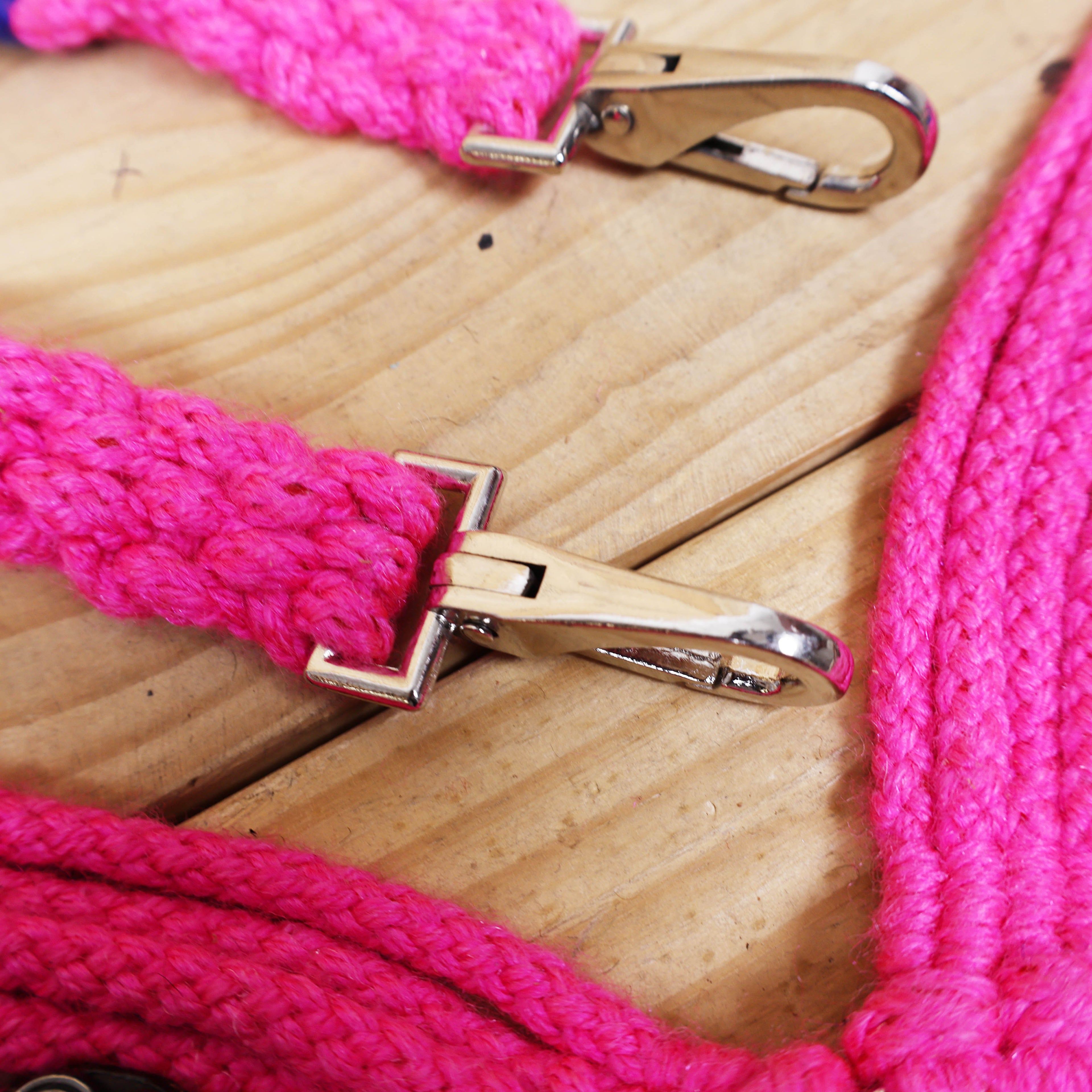 Pink and Royal Mohair Western Headstall Tack Set with 32” Front Girth – Complete Set with Breast Collar, Bronc Halter &amp; Wither Strap – Antique Copper Hardware – Handcrafted
