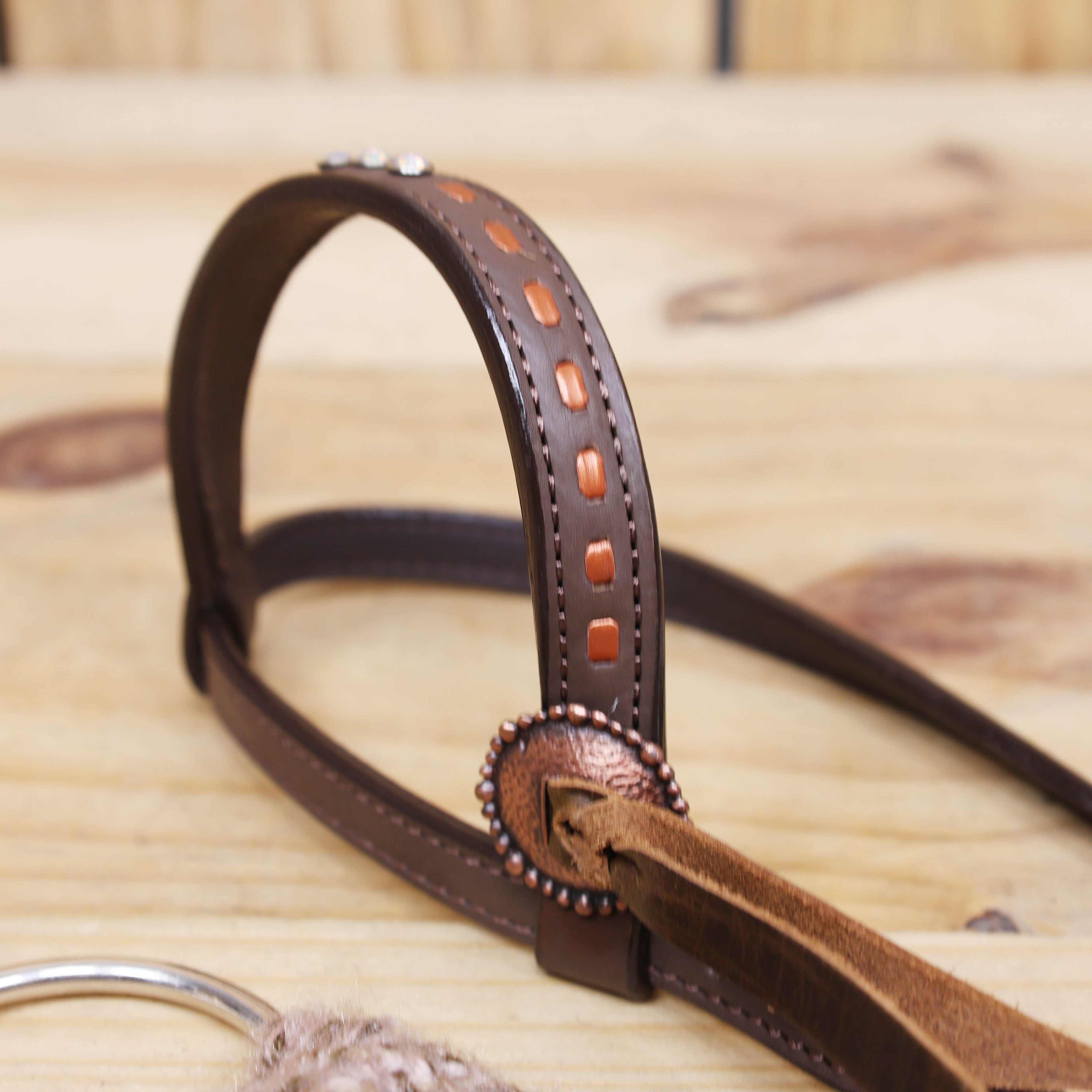 Beige, Turquoise &amp; Reddish Brown Mohair Western Headstall Tack Set with 32” Front Girth – Complete Set with Breast Collar, Bronc Halter &amp; Wither Strap – Antique Copper Hardware – Handcrafted