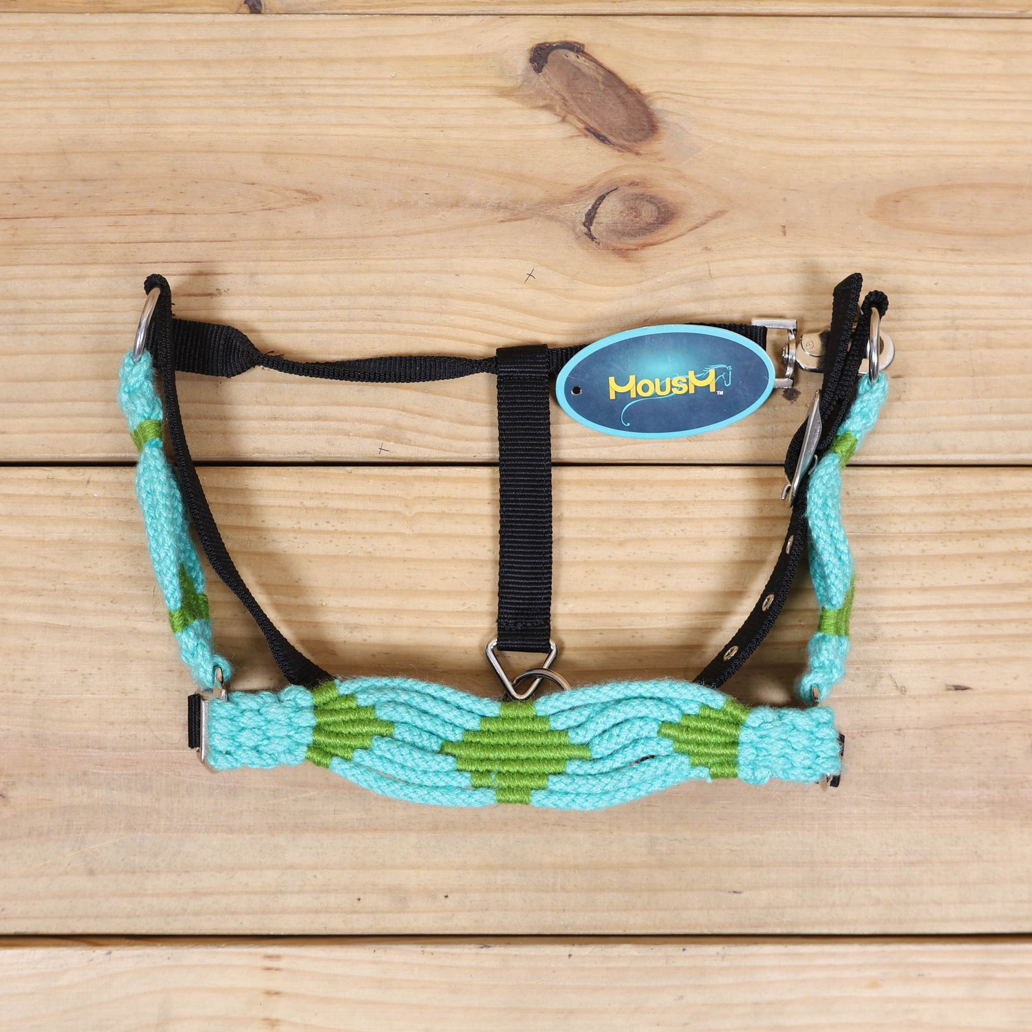 Turquoise and Green Mohair Western Headstall Tack Set with 32” Front Girth – Complete 5-Piece Set on Argentine Leather – Antique Copper Hardware – Handcrafted
