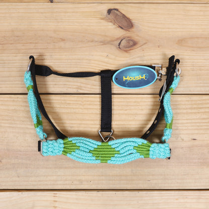 Turquoise and Green Mohair Western Headstall Tack Set with 32” Front Girth – Complete 5-Piece Set on Argentine Leather – Antique Copper Hardware – Handcrafted