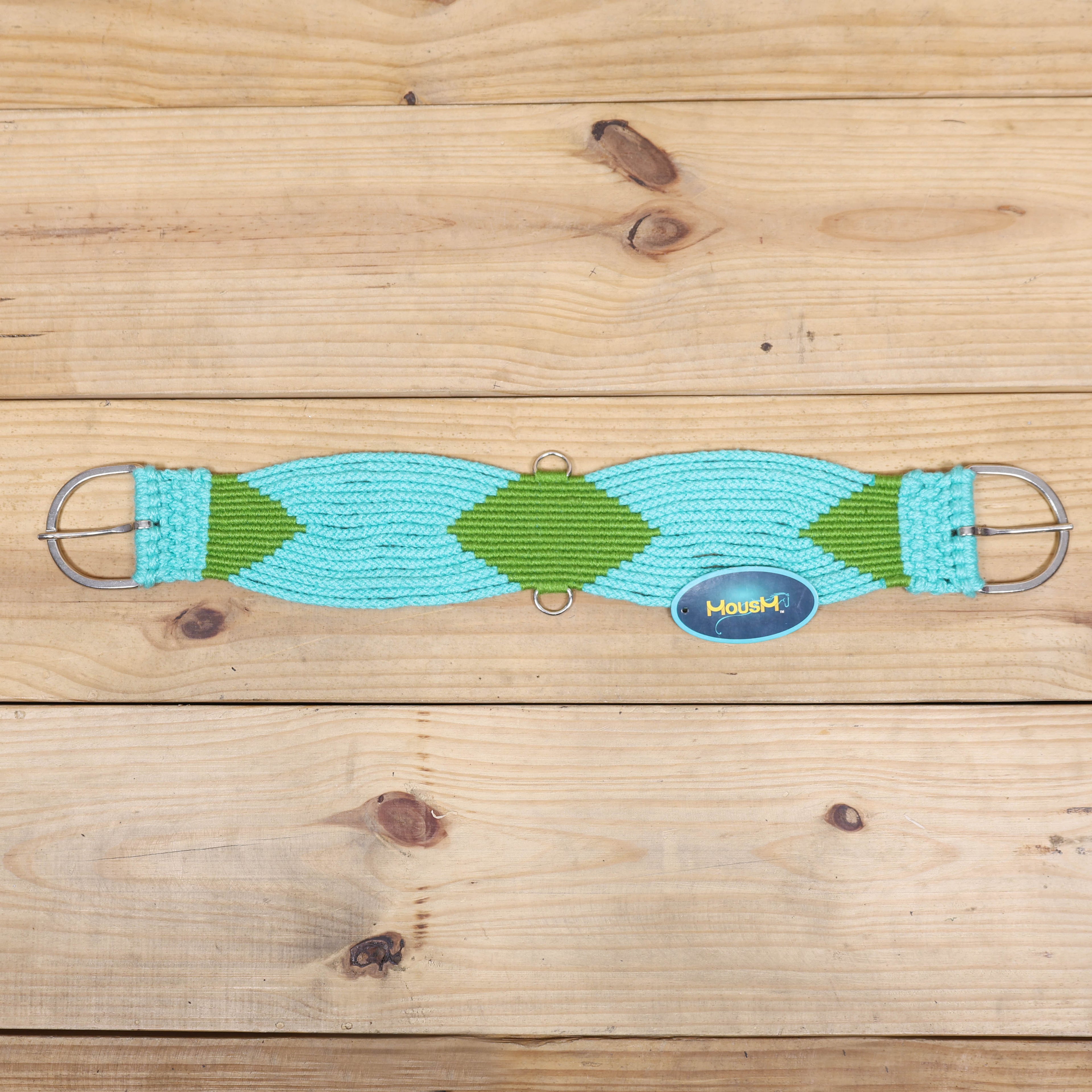 Turquoise and Green Mohair Western Headstall Tack Set with 32” Front Girth – Complete 5-Piece Set on Argentine Leather – Antique Copper Hardware – Handcrafted