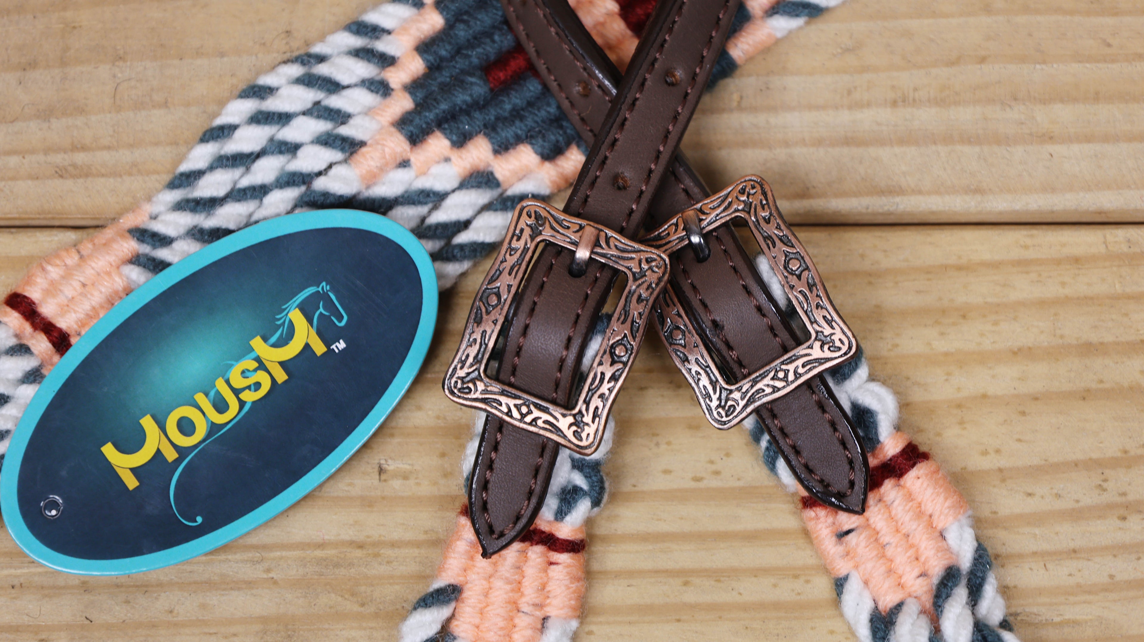 Grey, White &amp; Cream Mohair Western Headstall Tack Set with 32” Front Girth – Complete 5-Piece Set on Argentina Leather – Antique Copper Hardware – Handcrafted