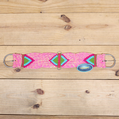 Pink, Teal &amp; Green Mohair Western Headstall Tack Set with 32” Front Girth – Complete 5-Piece Set on Argentina Leather – Antique Copper Hardware – Handcrafted