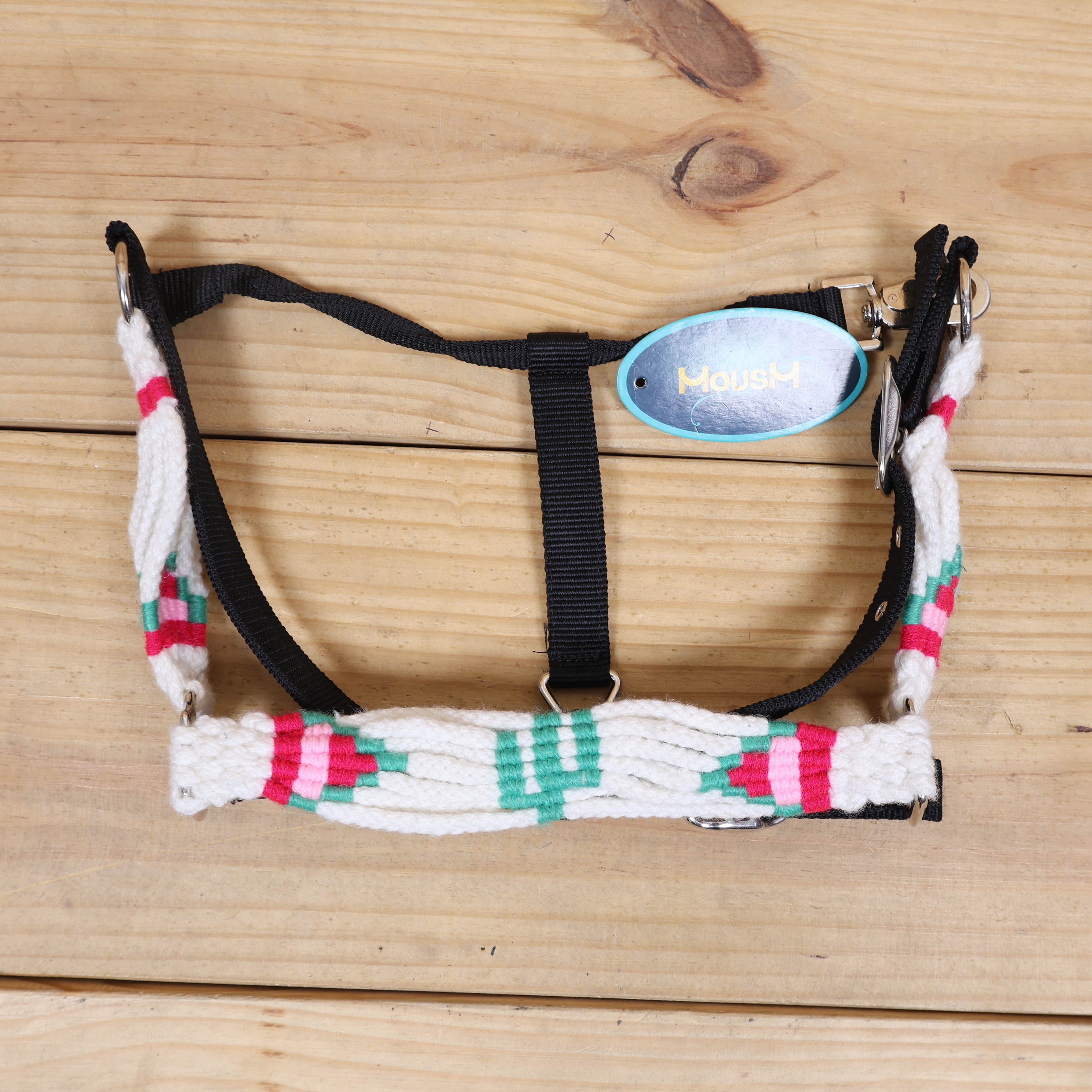 Green Cactus Mohair Western Headstall Tack Set with 32” Front Girth – White, Green &amp; Red – Complete 5-Piece Set on Argentina Leather – Antique Copper Hardware – Handcrafted