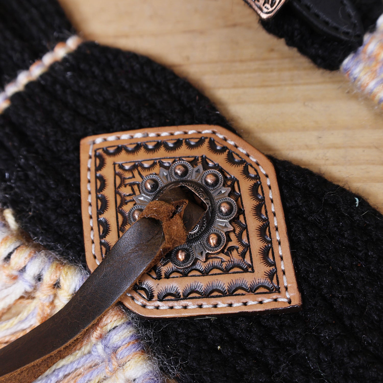 Dark Grey, Sky Blue &amp; Beige Mohair Western Headstall Set Only on Argentina Leather – Antique Copper Hardware – Handcrafted