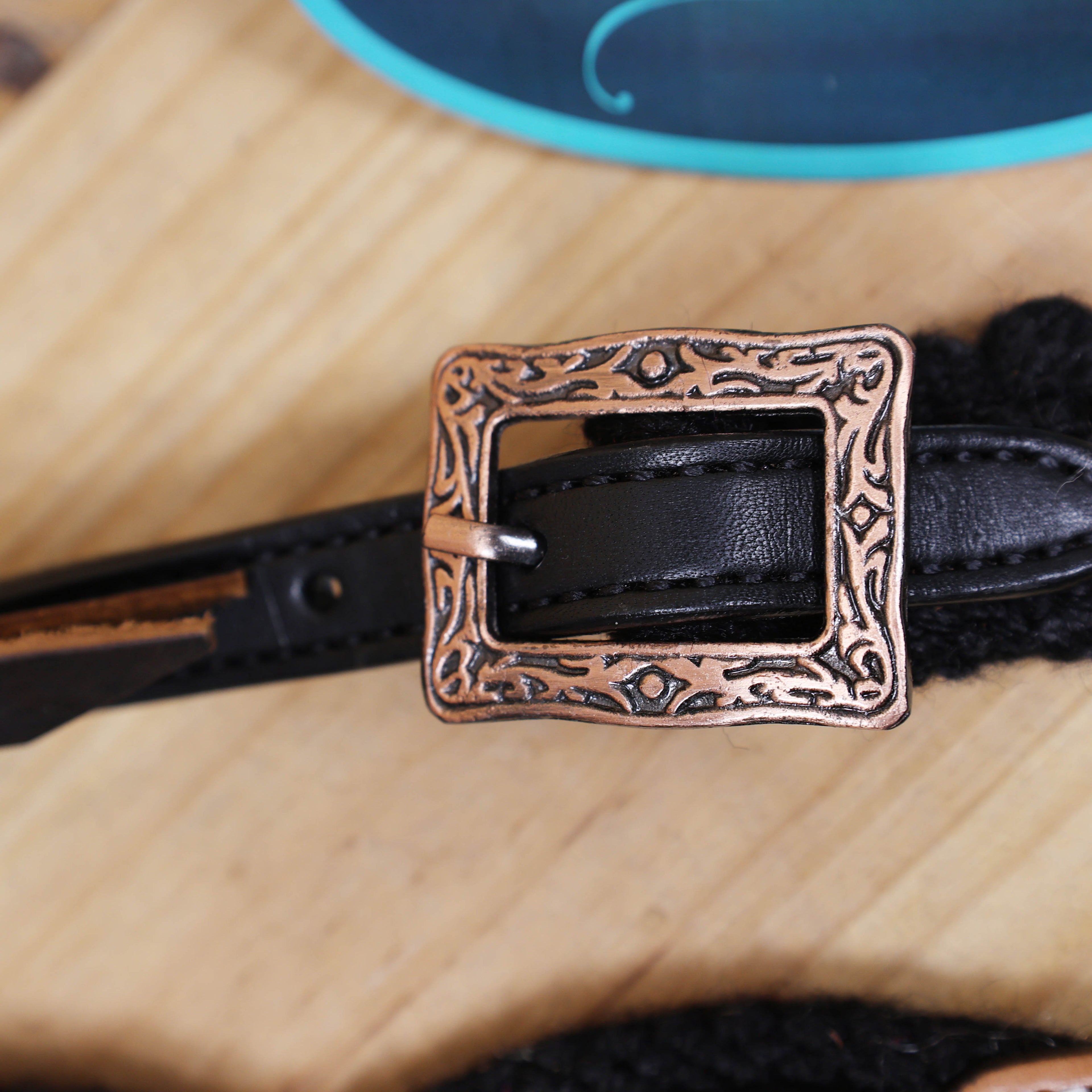 Dark Grey, Sky Blue &amp; Beige Mohair Western Headstall Set Only on Argentina Leather – Antique Copper Hardware – Handcrafted