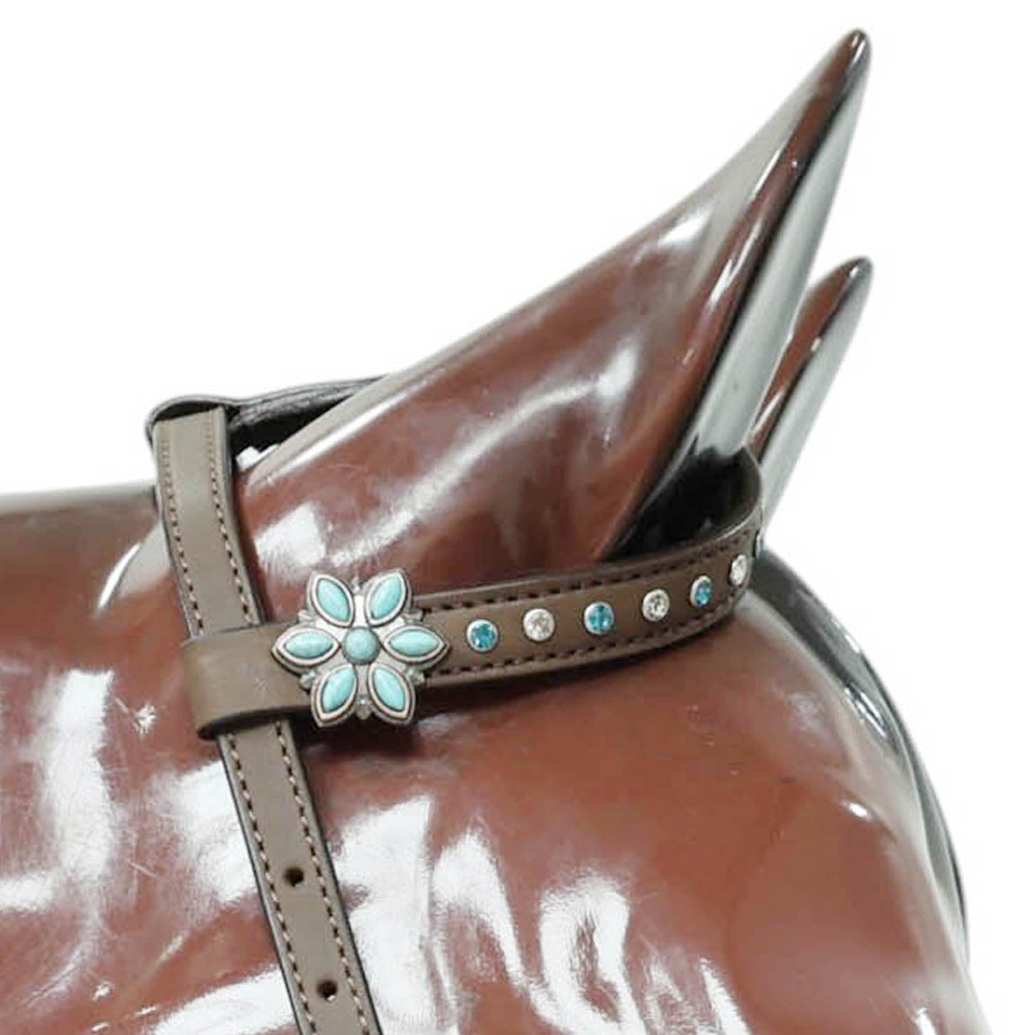 Handmade Western Leather Complete Tack Set – Teal Butterfly Hand Painted, Antique Carved Finish, Turquoise Flower Concho, Genuine Argentina Cow Leather – Full Horse