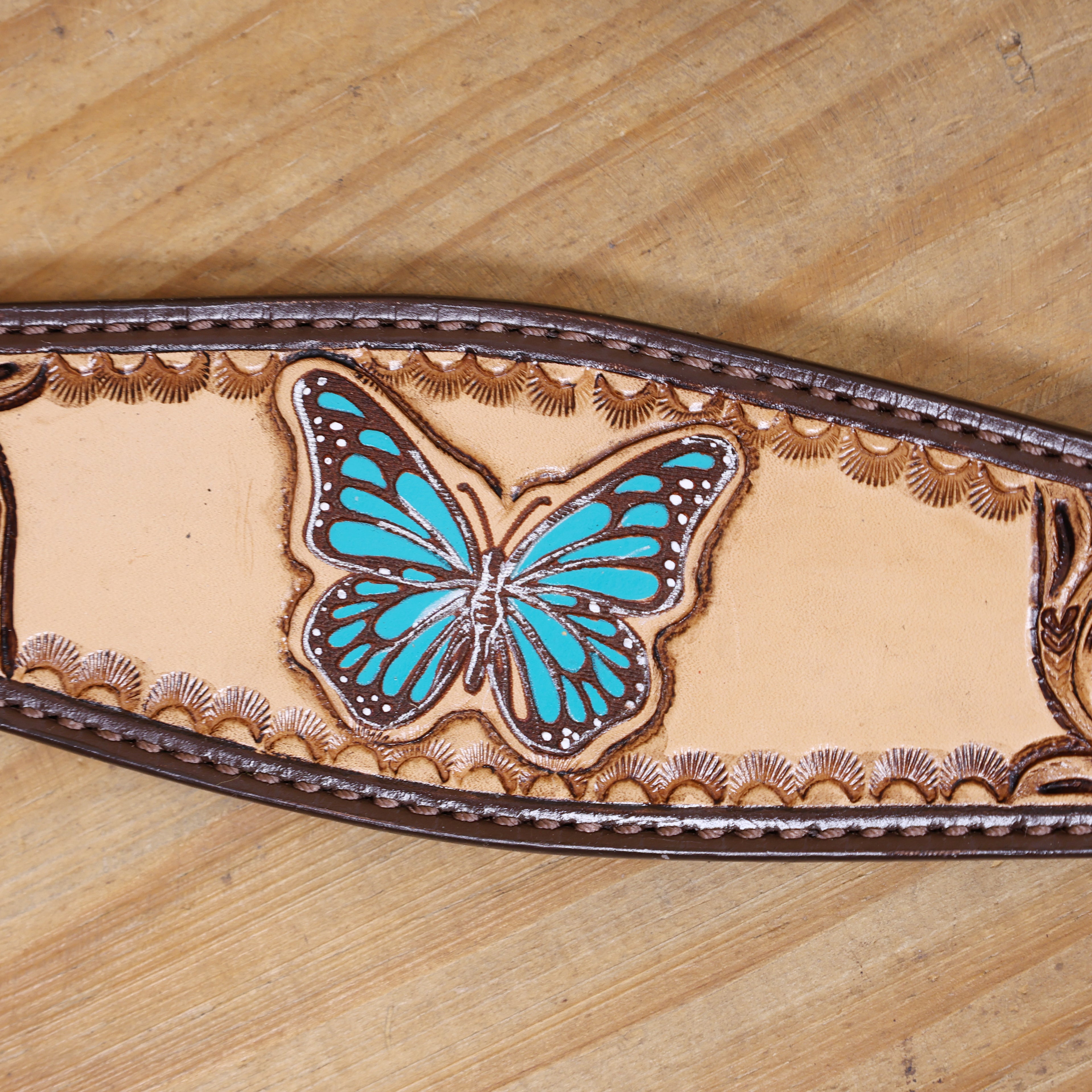 Handmade Western Leather Complete Tack Set – Teal Butterfly Hand Painted, Antique Carved Finish, Turquoise Flower Concho, Genuine Argentina Cow Leather – Full Horse