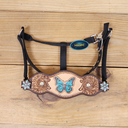 Handmade Western Leather Complete Tack Set – Teal Butterfly Hand Painted, Antique Carved Finish, Turquoise Flower Concho, Genuine Argentina Cow Leather – Full Horse