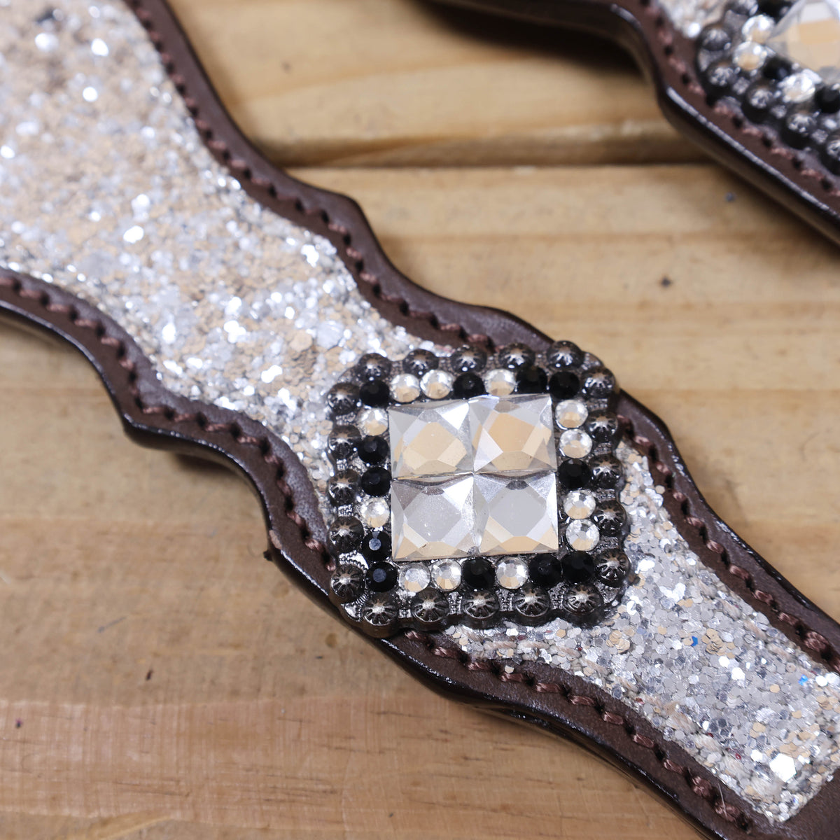 Silver Glitter Western Horse Tack with Bling Rhinestone Conchos