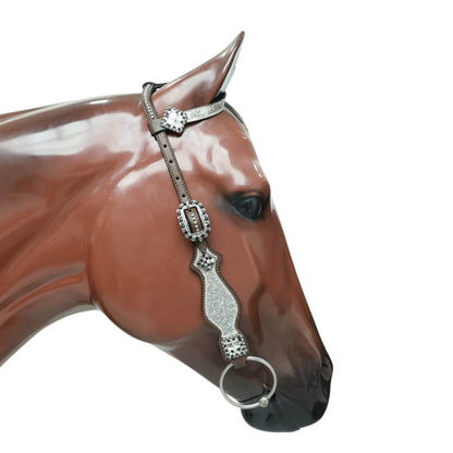 Silver Glitter Western Horse Tack with Bling Rhinestone Conchos