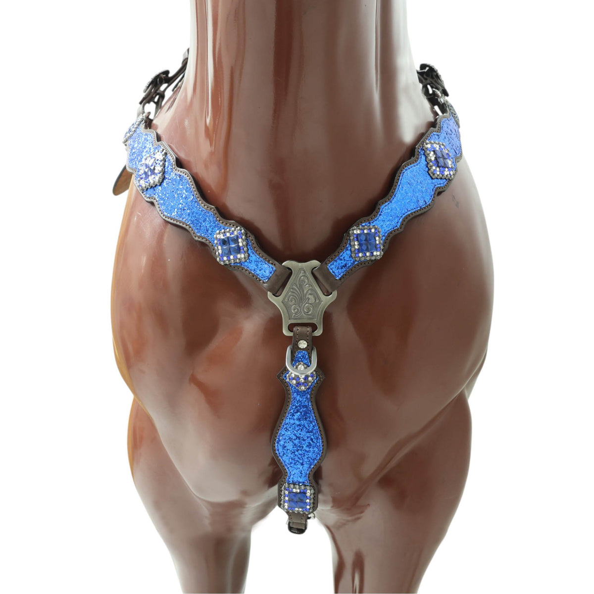 Royal Blue Glitter Western Headstall Set with Silver Studs