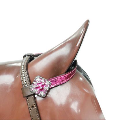 Hot Pink Glitter Headstall and Breast Collar with Silver Studs