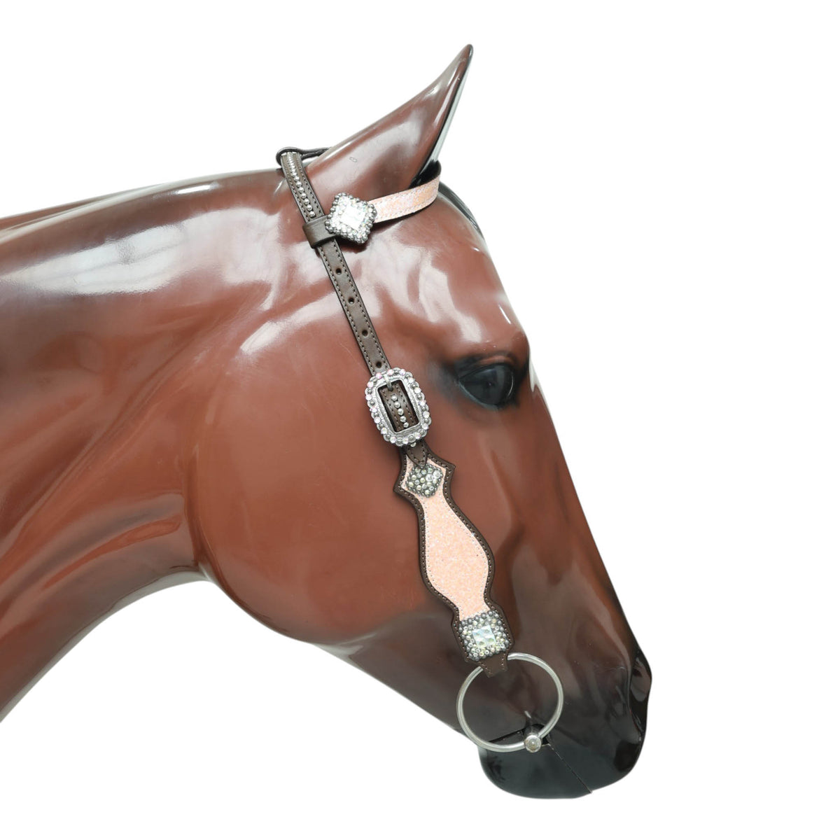 Light Pink Glitter Headstall Tack Set with Bling Rhinestone Conchos