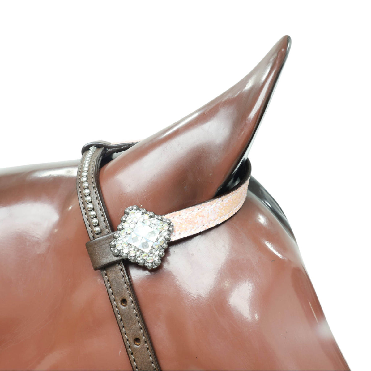 Light Pink Glitter Headstall Tack Set with Bling Rhinestone Conchos