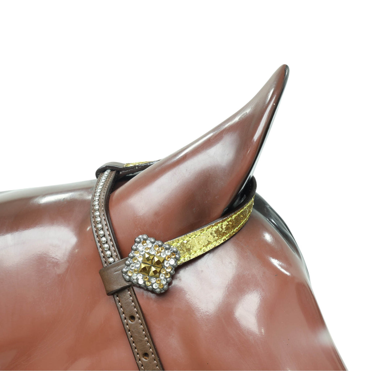 Sparkling Golden Glitter Western Headstall and Breast Collar Set