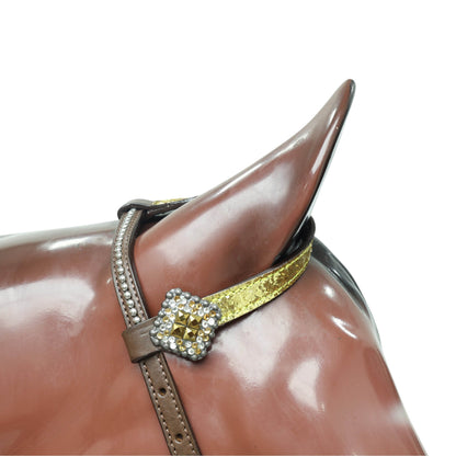 Sparkling Golden Glitter Western Headstall and Breast Collar Set