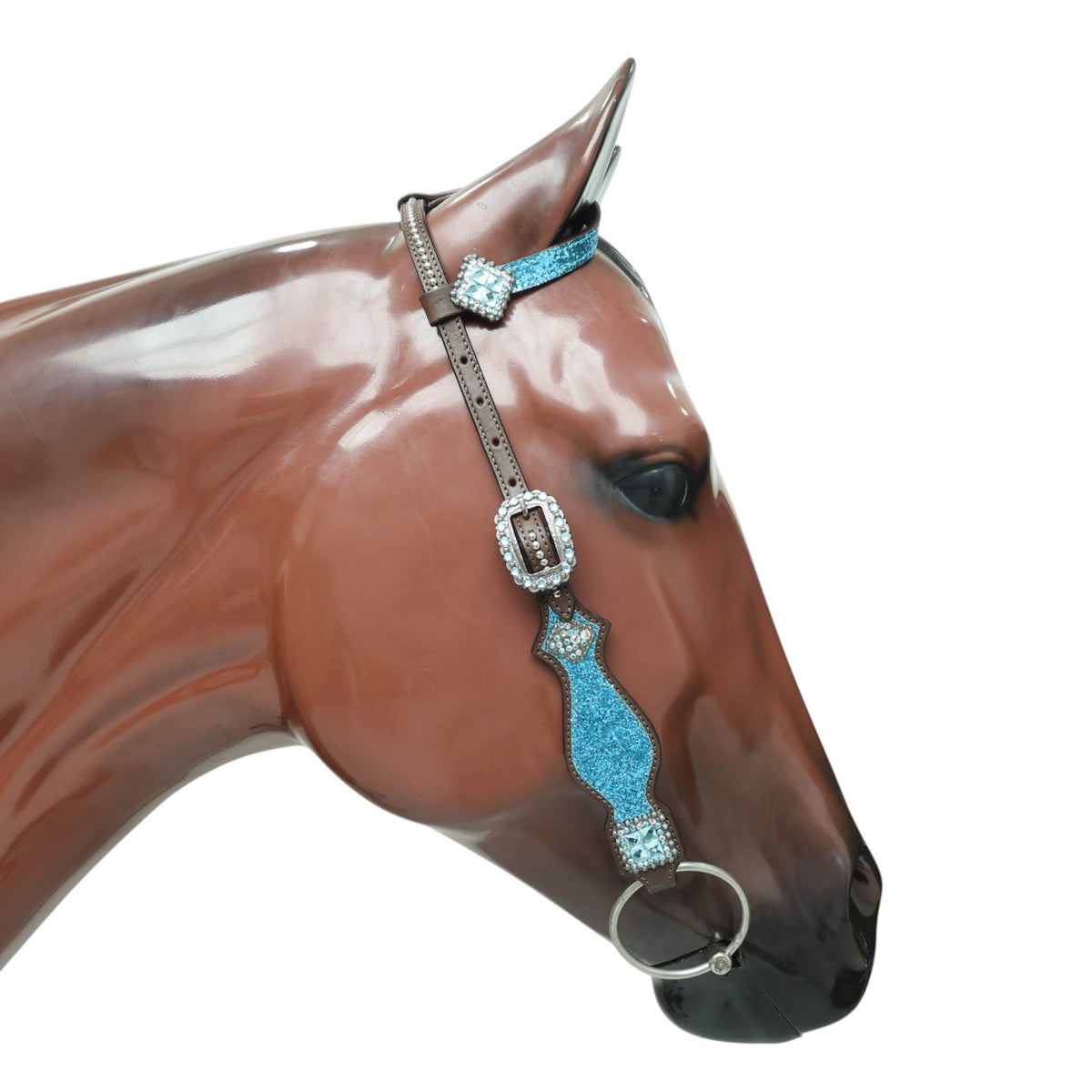 Teal Glitter Western Horse Tack Set with Bling Conchos