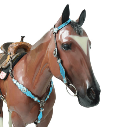 Teal Glitter Western Horse Tack Set with Bling Conchos