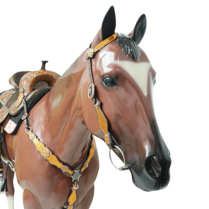 Orange Glitter Western Headstall Tack Set with Silver Studs