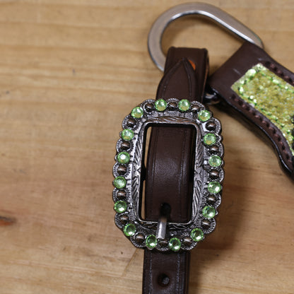 Lime Green Glitter Western Tack with Bling Rhinestone, Silver Studs