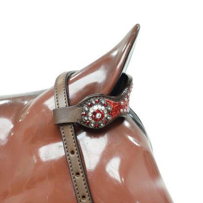 Red Glitter with Bling Rhinestone Conchos Horse Tack Set