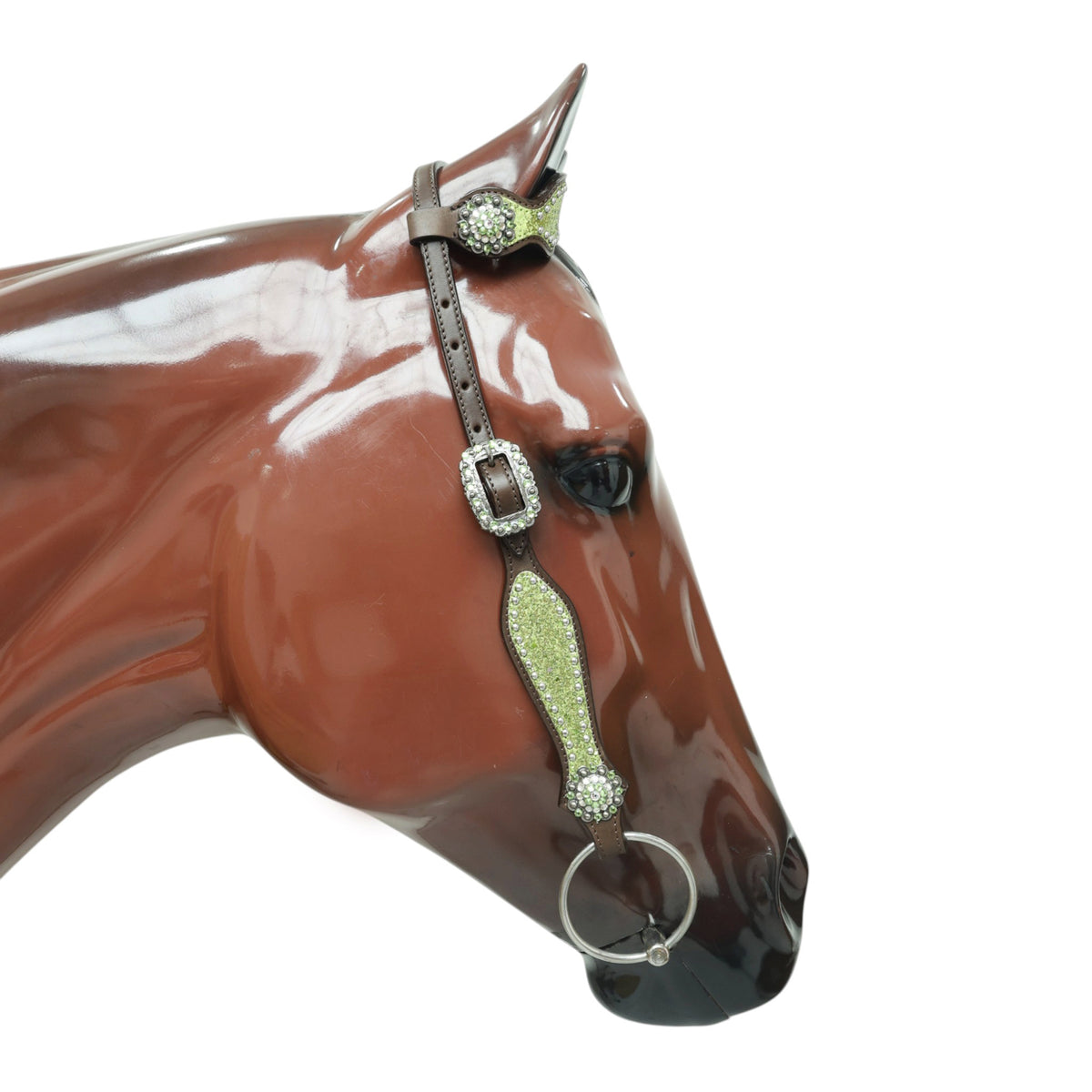 Lime Green Glitter Alligator Design Headstall Tack Set
