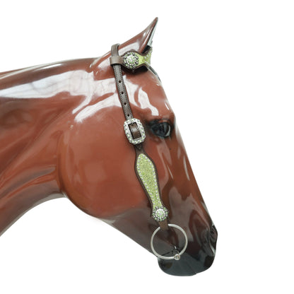 Lime Green Glitter Alligator Design Headstall Tack Set