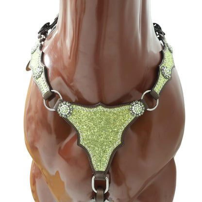 Lime Green Glitter Alligator Design Headstall Tack Set