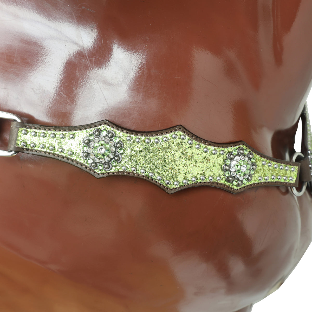 Lime Green Glitter Alligator Design Headstall Tack Set