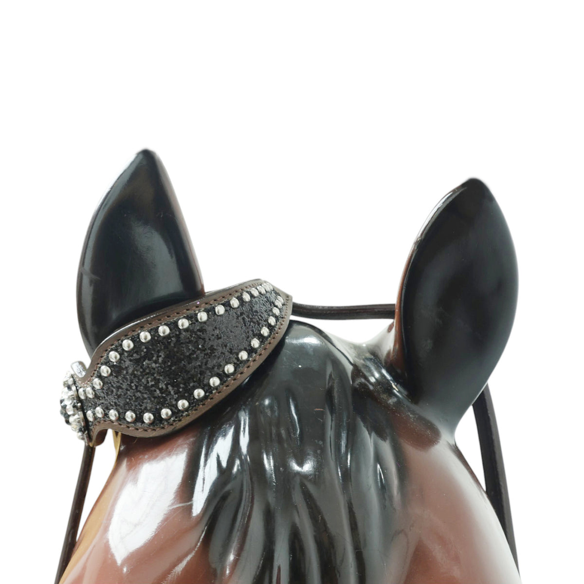 Black Glitter Horse Tack Set with Bling Rhinestone Conchos, Silver Studs