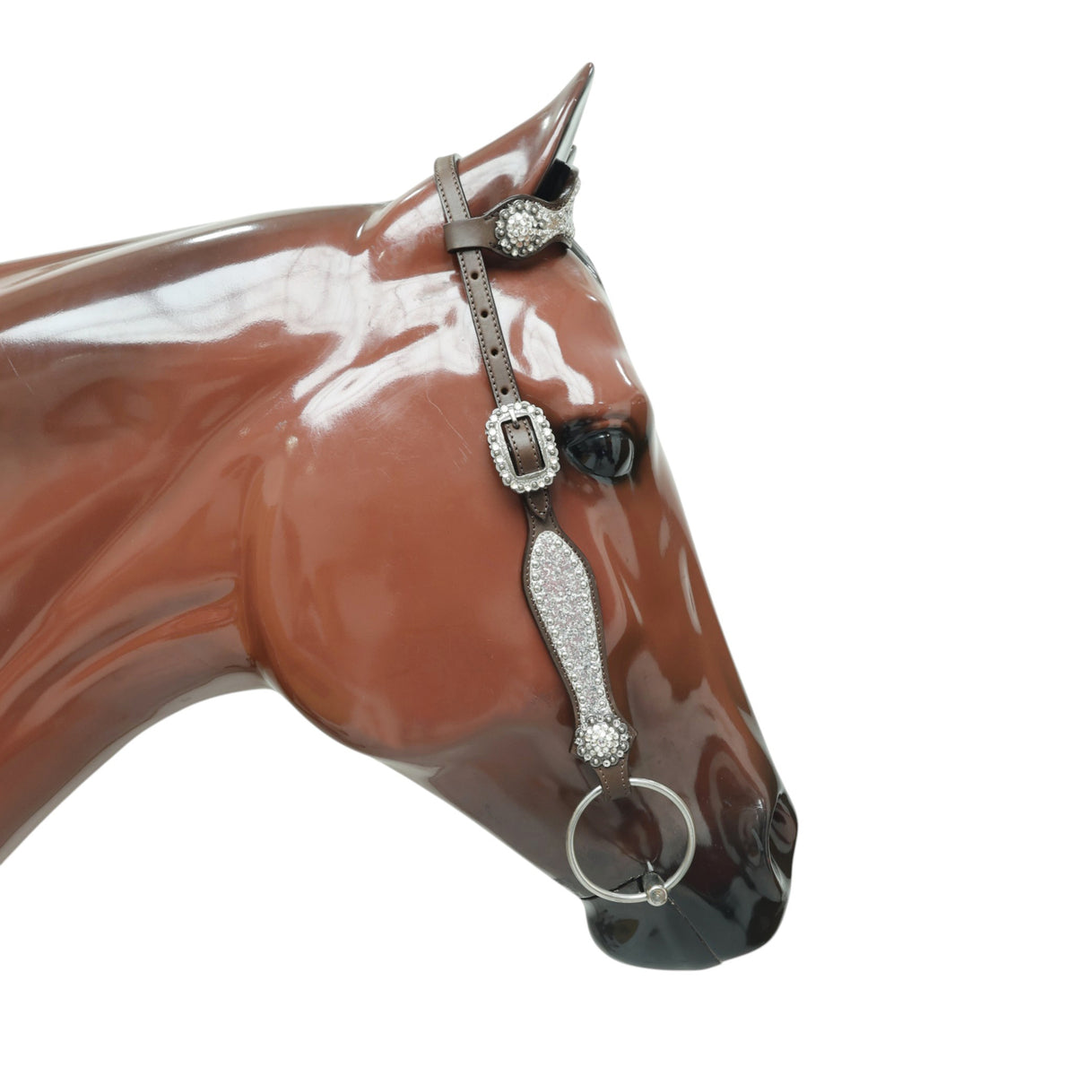 Silver Glitter Headstall Set with Rhinestone Conchos, Silver Studs