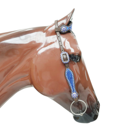 Royal Blue Glitter Alligator Western Horse Tack Set