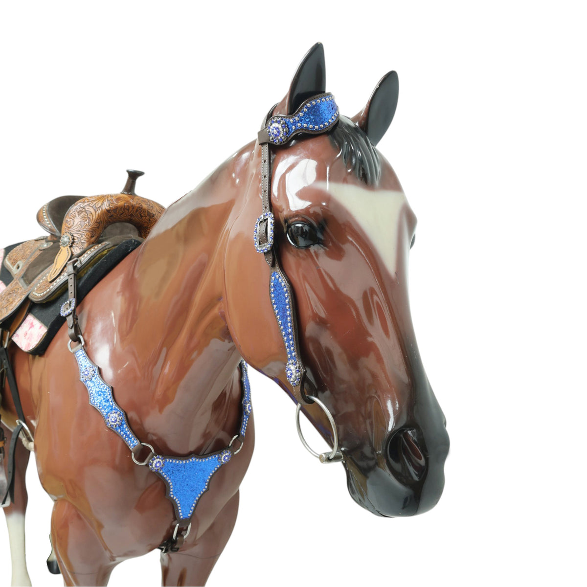 Royal Blue Glitter Alligator Western Horse Tack Set