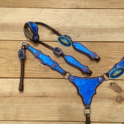 Royal Blue Glitter Alligator Western Horse Tack Set