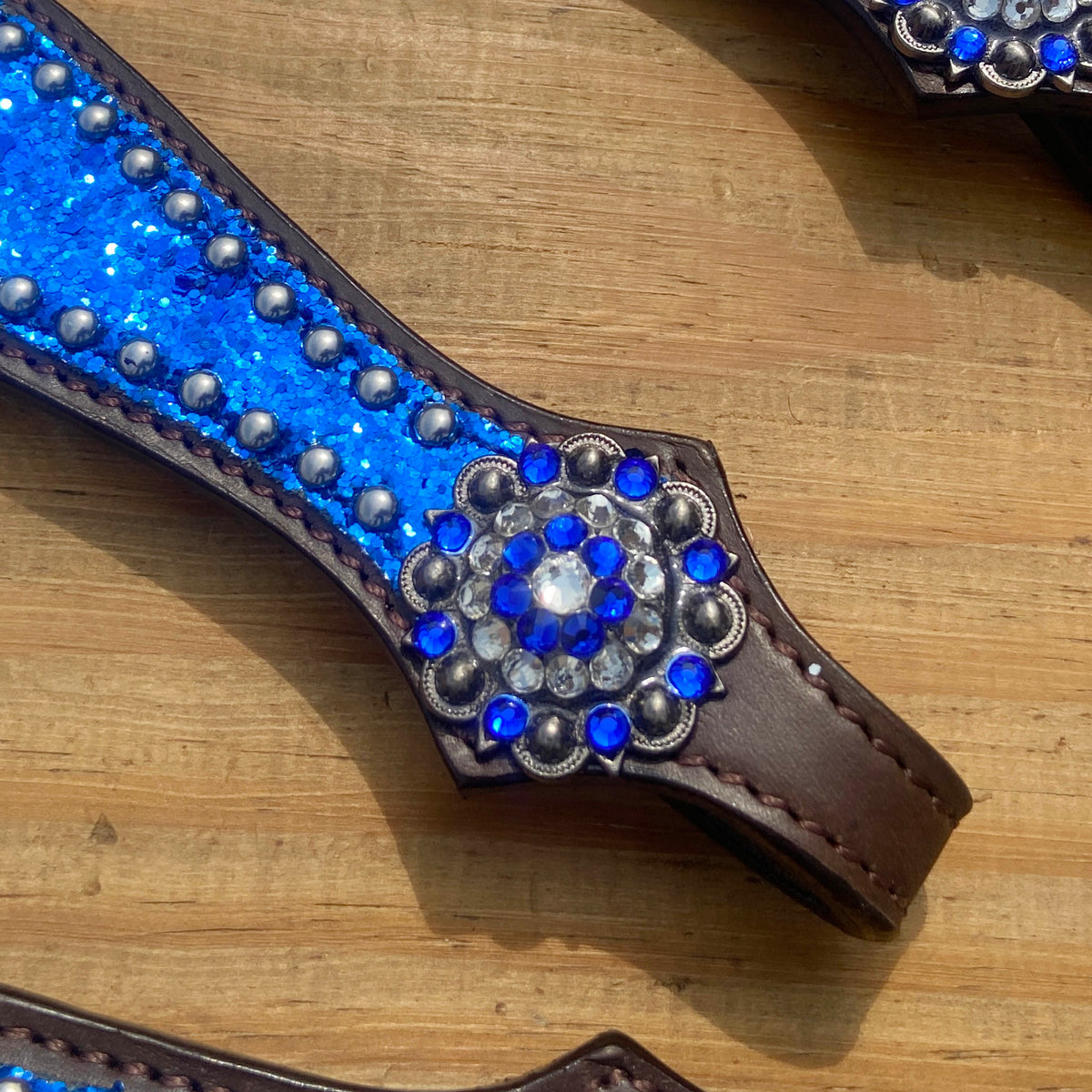 Royal Blue Glitter Alligator Western Horse Tack Set